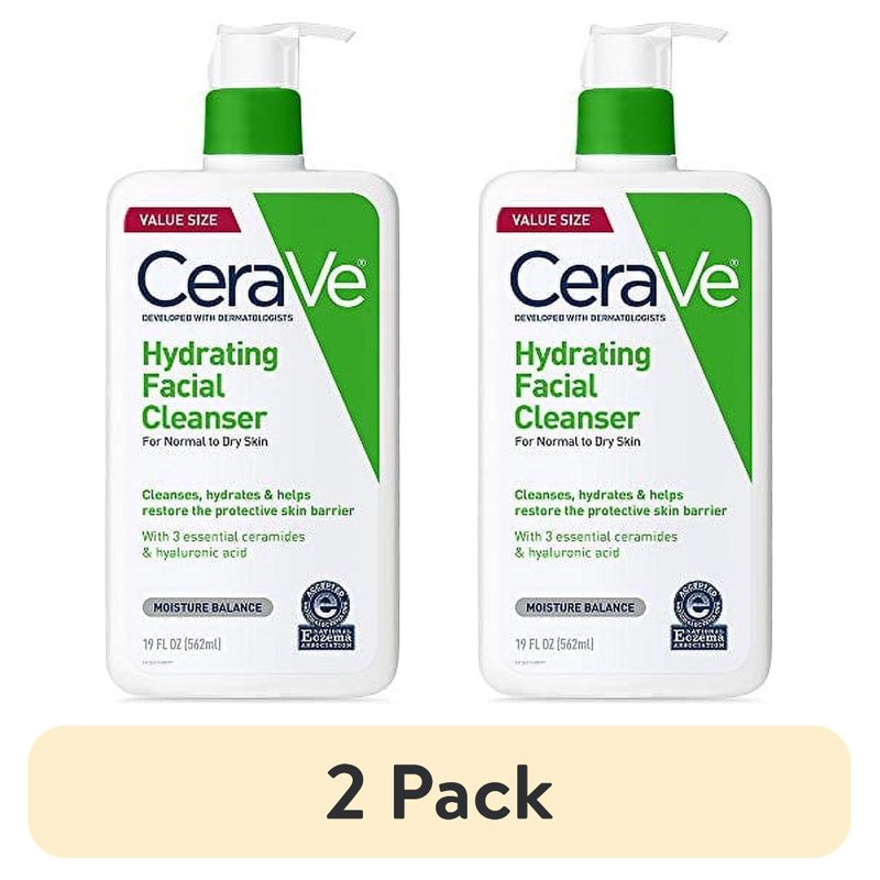 (2 Pack) Hydrating Facial Cleanser for Dry & Sensitive Skin - 19oz
