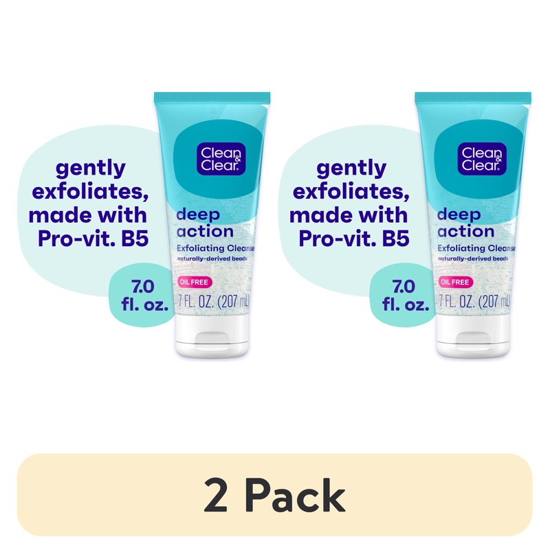 Deep Action Oil-Free Exfoliating Acne Face Wash - 7oz, Pack of 2