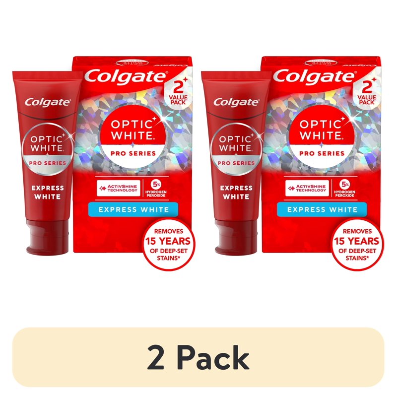 (2 Pack) Colgate Optic White Pro Series Express Whitening Toothpaste – 5% Hydrogen Peroxide, 3 oz, Variation of THIS listing: 4