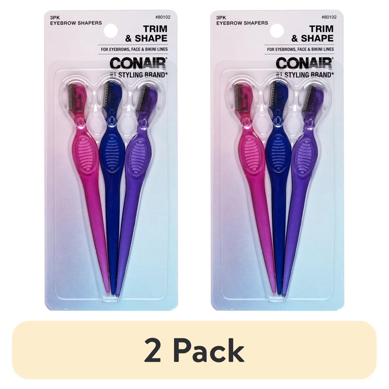 (2 Pack) Conair Eyebrow Shaping Razors - Precision Facial & Body Trimmers