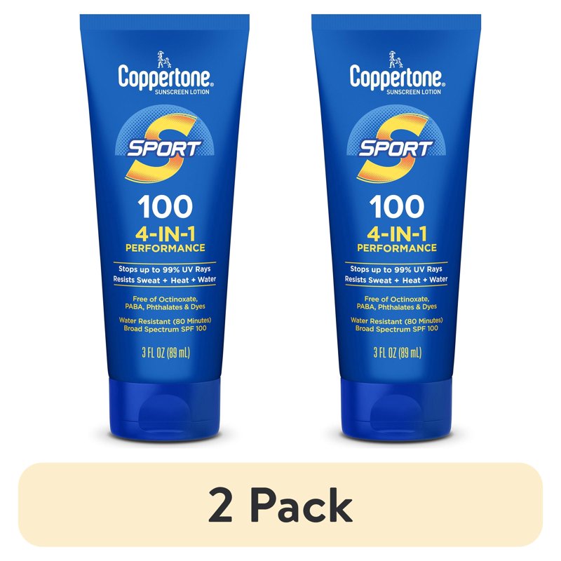 2 Pack SPF 100 Sunscreen Lotion for Outdoor Activities Water Resistant 3 fl oz