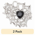 Black Heart Charms Jewelry Making Supplies 2 Pack - Silver Tone, Unisex Adults