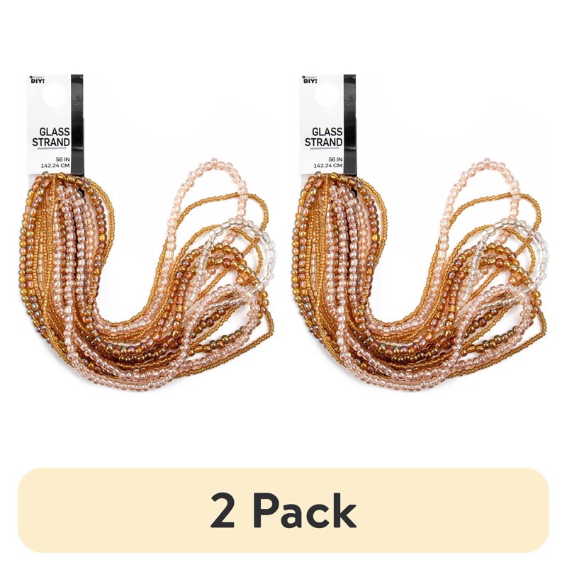 Seed Bead Set 8-Strand Pink Gold Silver Jewelry Making Supplies - 2 Pack