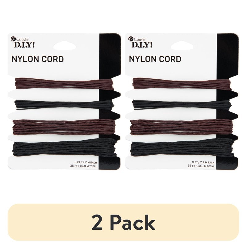 Nylon Jewelry Stringing Cord 36ft Bulk Roll for Beading & Crafting - Black & Brown