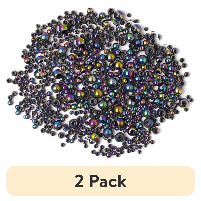 Rainbow Glass Beads Filler Set - Multi-Size Craft Beads for Jewelry & DIY Projects