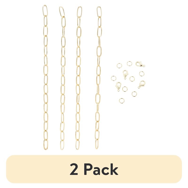 Gold Dainty Long Chain Jewelry Making Set - 4 Pieces, 7.5 Inch Link