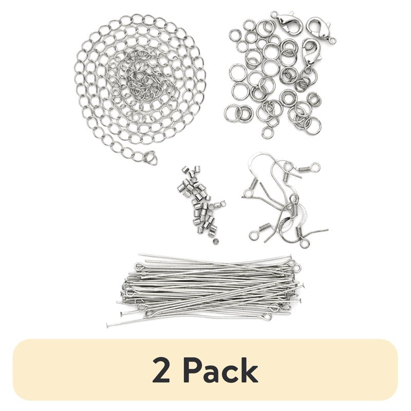 Jewelry Findings Starter Pack - Silver Finish, 75 Pieces for Earrings, Necklaces & Bracelets