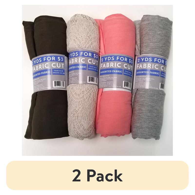 Assorted Fabric 2 Yards Pack - Precut Crafting Material for Sewing and DIY Projects