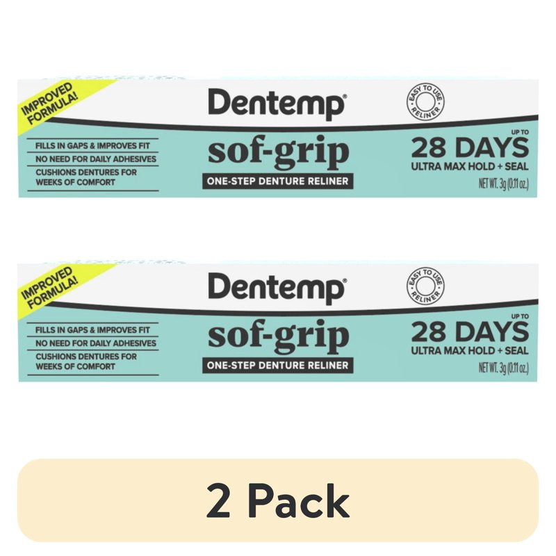 Denture Reliner Kit 2 Pack - Long Lasting Soft Acrylic for Loose Dentures
