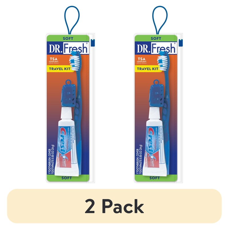 Travel Toothbrush Kit with Soft Bristle Toothbrush, Toothpaste & Cap - TSA Compliant