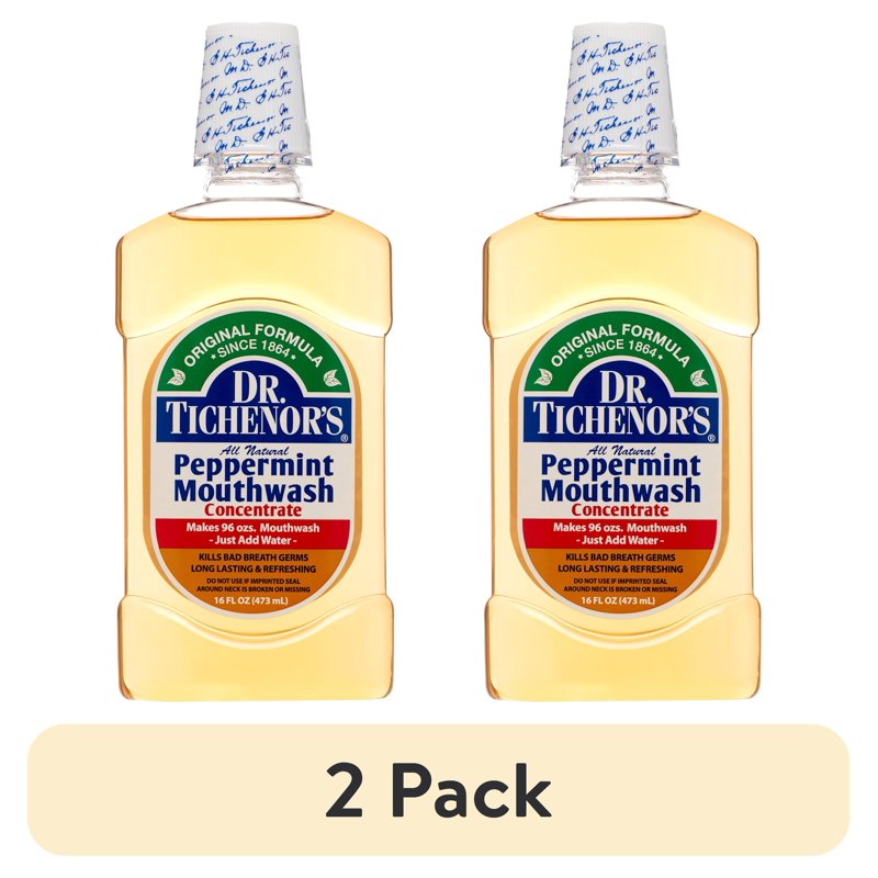 2 Pack Peppermint Mouthwash Concentrate - All Natural, Fluoride-Free, Dilutable Oral Rinse