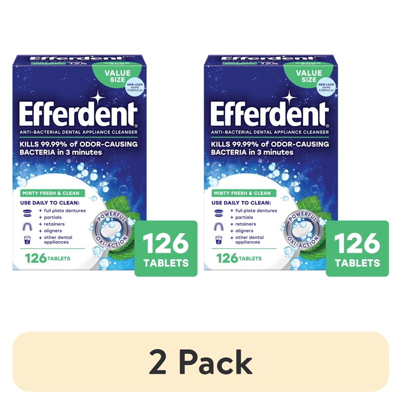 Denture & Retainer Cleaner Tablets Mint Fresh 126 Count - Odor & Stain Removal