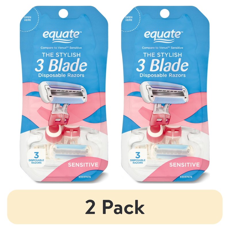 Disposable Women's 3-Blade Sensitive Razors with Moisturizing Surround - Pink, Pack of 6