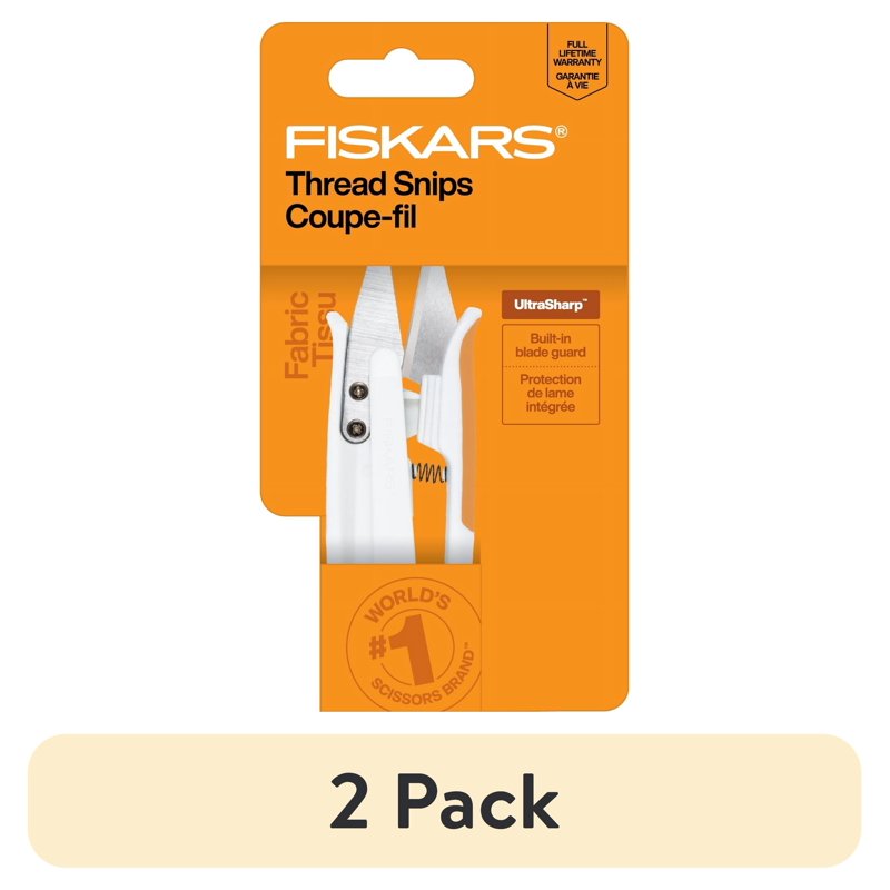 (2 Pack) Fiskars 5" Thread Snips - Ambidextrous Stainless Steel Craft Scissors