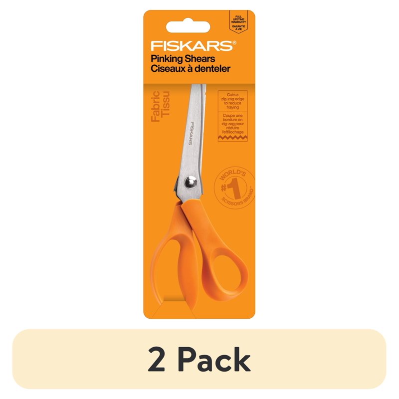 Fabric Pinking Shears 8-inch Pack of 2 with Pointed Tips for Sewing and Crafting