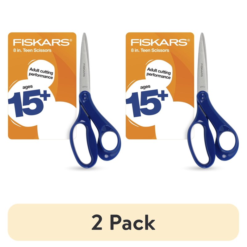 2 Pack School & Office Scissors - 8-Inch Pointed Metal Cutting Tools