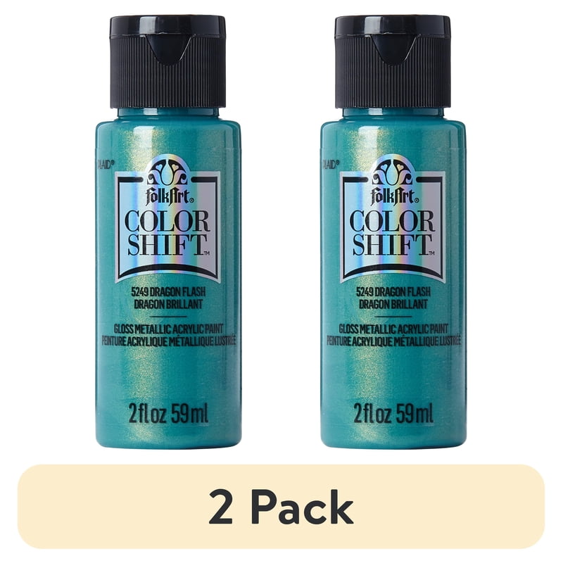 (2 Pack) FolkArt Color Shift Acrylic Craft Paint - Metallic Gloss Finish, Multiple Colors