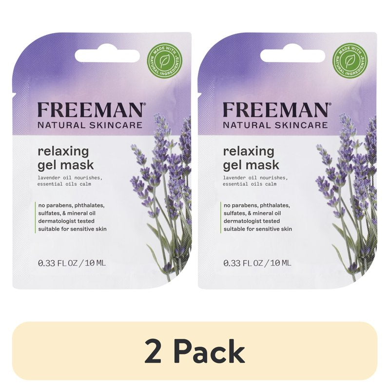 Lavender & Essential Oil Gel Facial Mask - 2 Pack Natural Relaxing Skin Care