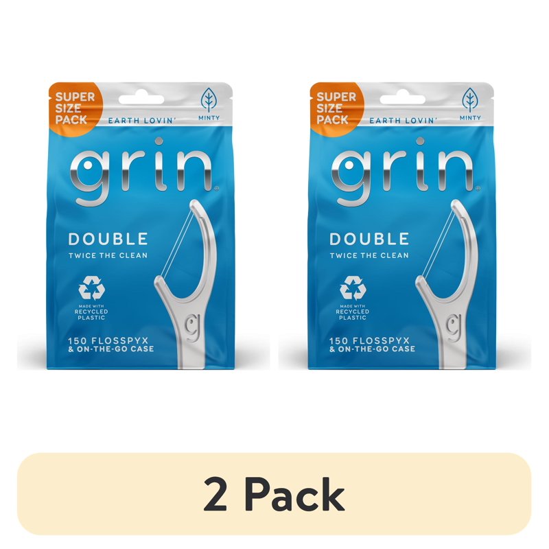 Double Floss Picks Mint Flavor - Eco-Friendly Recycled Plastic, 300 Count