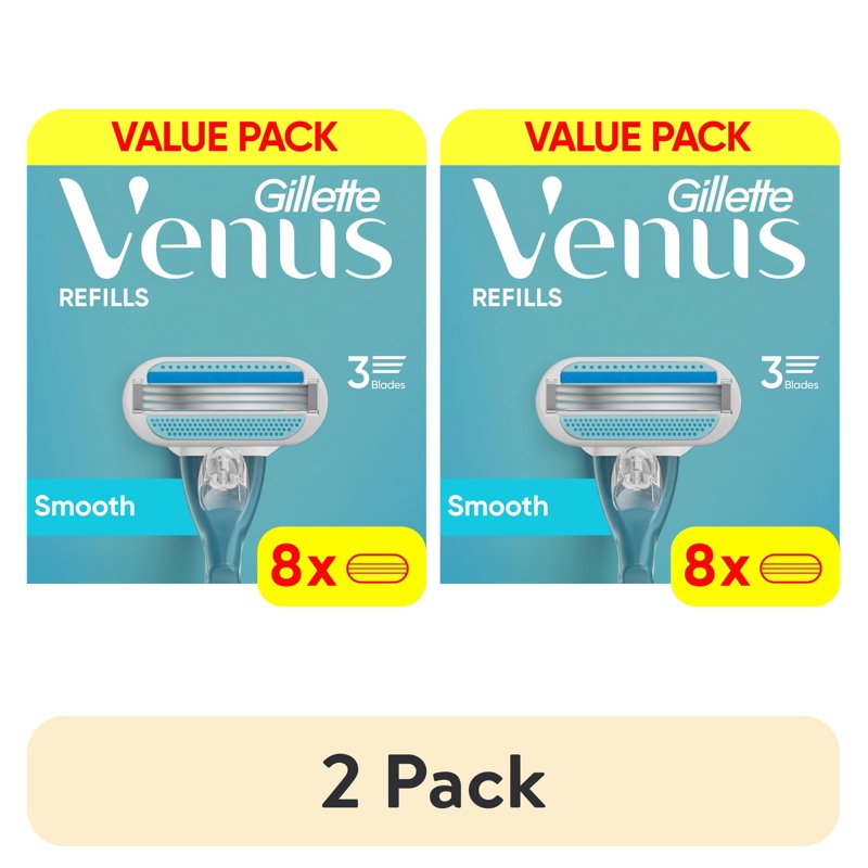 2 Pack Gillette Venus Smooth Women's Razor Blade Refills - 8 Count