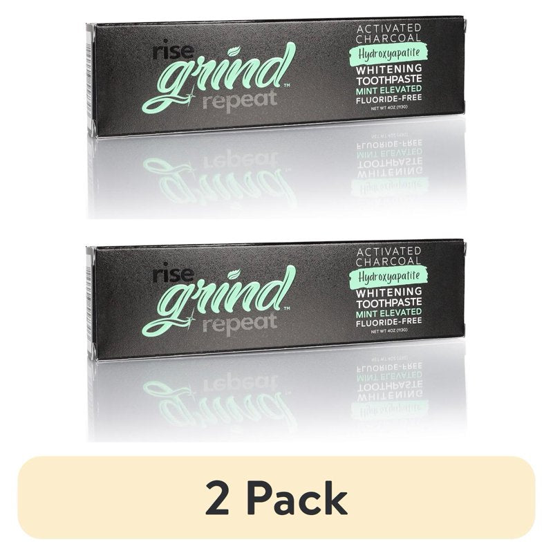 Whitening Toothpaste with Hydroxyapatite & Charcoal - Enamel Safe, Fluoride-Free, 4oz, 2 Pack