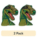 Green Dinosaur Iron-On Patch Applique 2.6x3.5 Inches - 2 Pack