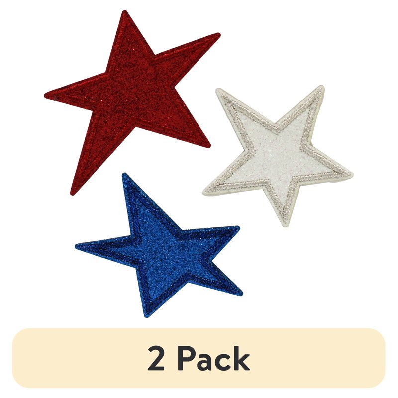 Red White and Blue Star Iron-On Patch Appliques - 3 Pack, 2.5 Inches
