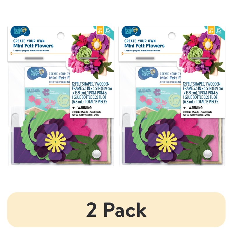 Mini Felt Flower Craft Kit with Wooden Frame for Kids & Teens