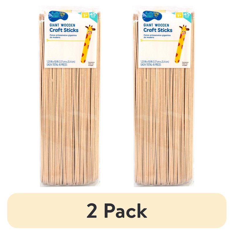Giant Wooden Craft Sticks 45-Pack for Arts & DIY Projects - Natural Unfinished Wood