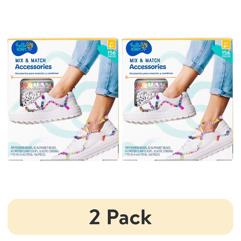 2 Pack DIY Shoe Accessories Kit with Beads, Cording & Clasps for Custom Sneakers & Sandals