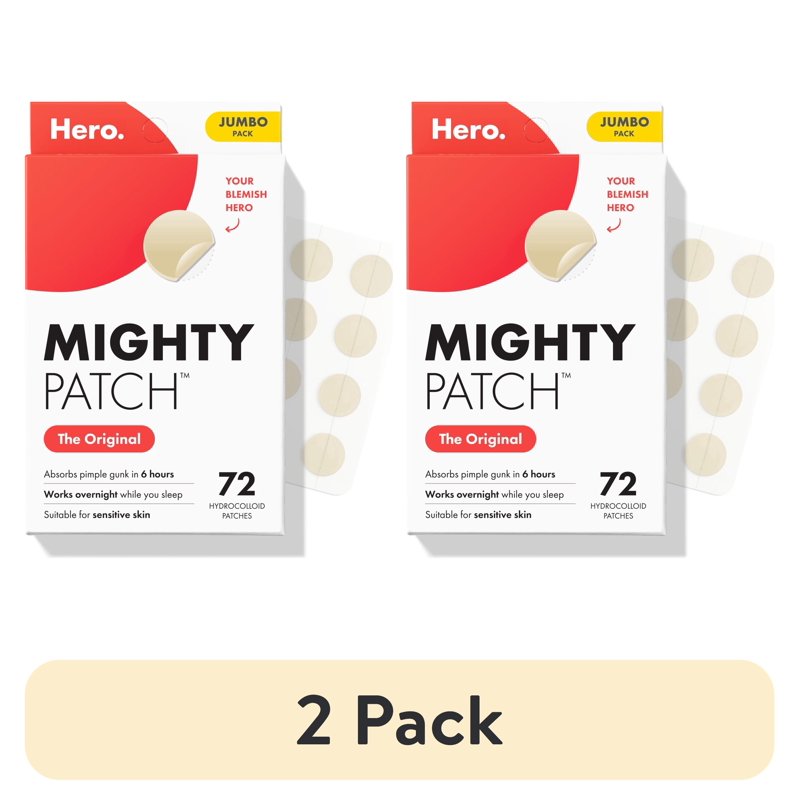 (2 Pack) Acne Pimple Patches - Nighttime Hydrocolloid Spot Treatment, 72 Count