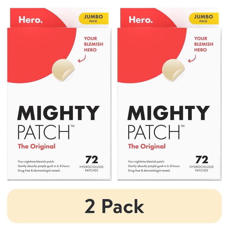 (2 Pack) Acne Pimple Patches - Nighttime Hydrocolloid Spot Treatment, 72 Count