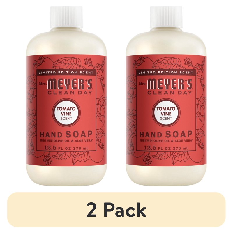 Mrs. Meyer’s Tomato Vine Scent Hand Soap 2 Pack - Moisturizing Liquid Hand Wash