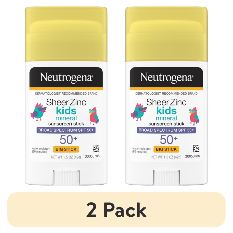 Kids Mineral Sunscreen Stick SPF 50 Broad Spectrum Water-Resistant 2 Pack