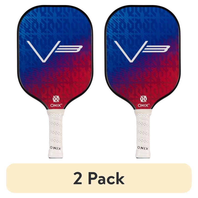 (2 Pack) ONIX V3 Pickleball Paddle – 8 oz Polypropylene Core, Edge Guard, Blue/Red