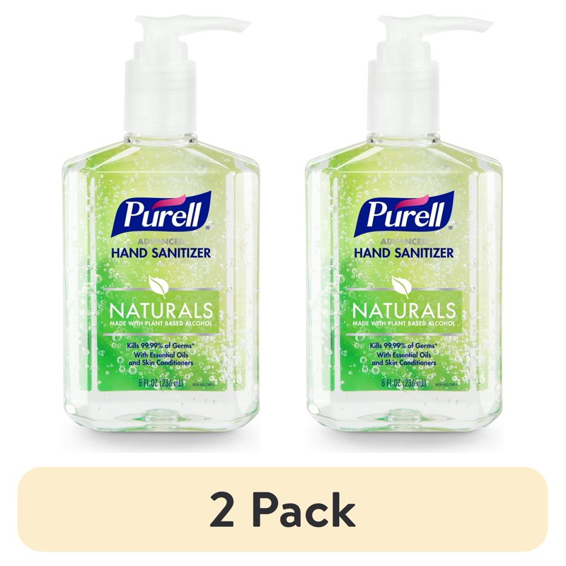Purell Advanced Hand Sanitizer Naturals Gel 8oz Pump Bottle — 2 Pack