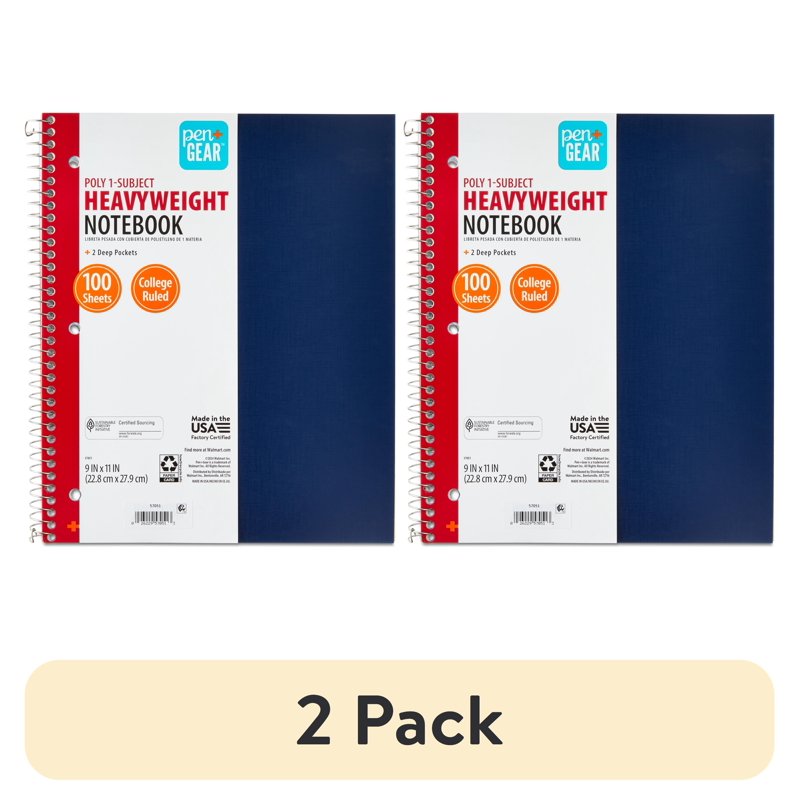 College Ruled 1-Subject Poly Notebook 9x11 Blue Sapphire 2 Pack