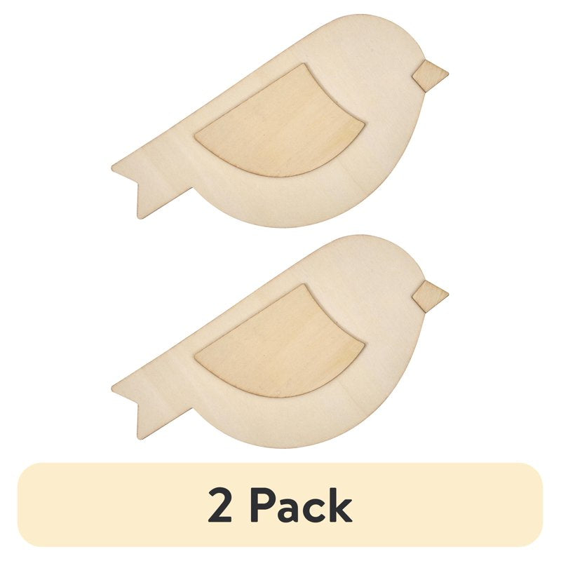 (2 Pack) Unfinished Wooden Bird Shapes for Crafts, 7 Inches - DIY Decor Accents