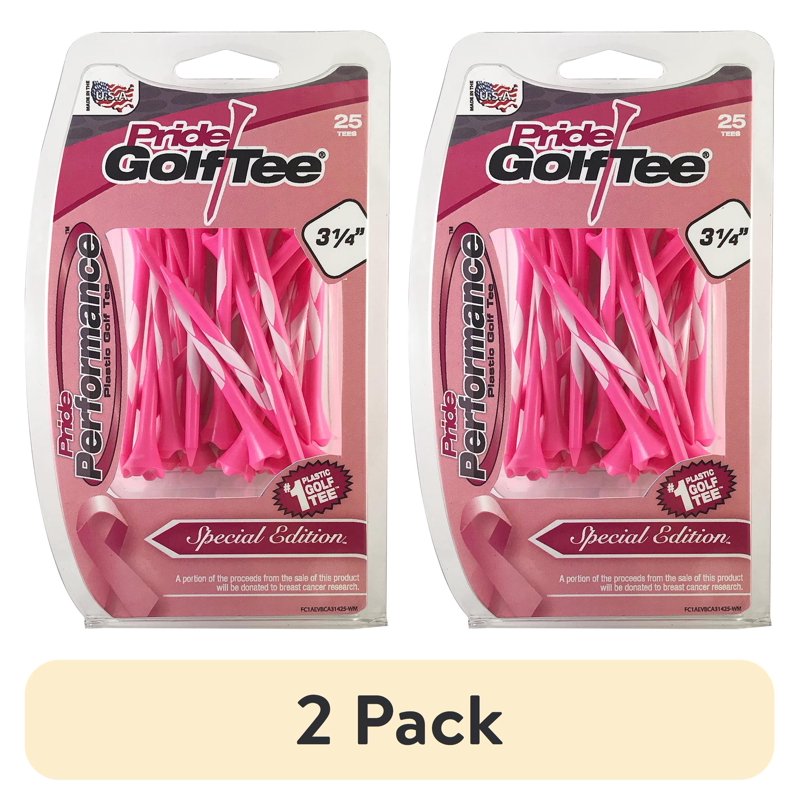 Plastic Golf Tees 3.25 Inch Pack of 25 - Pink Breast Cancer Awareness Edition