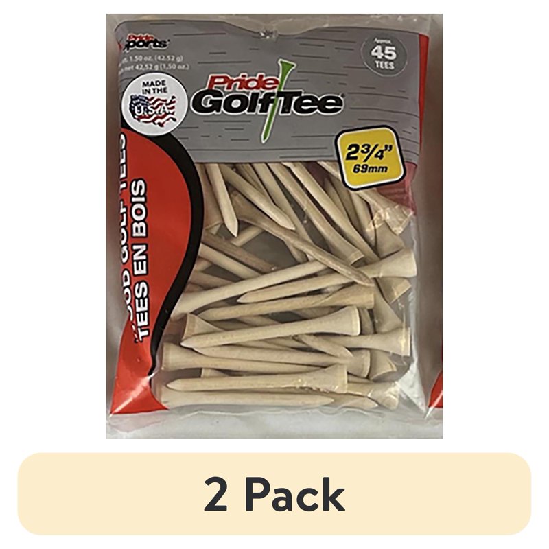 Golf Tees 2 3/4 Inch Natural Hardwood Durable Performance 45 Count