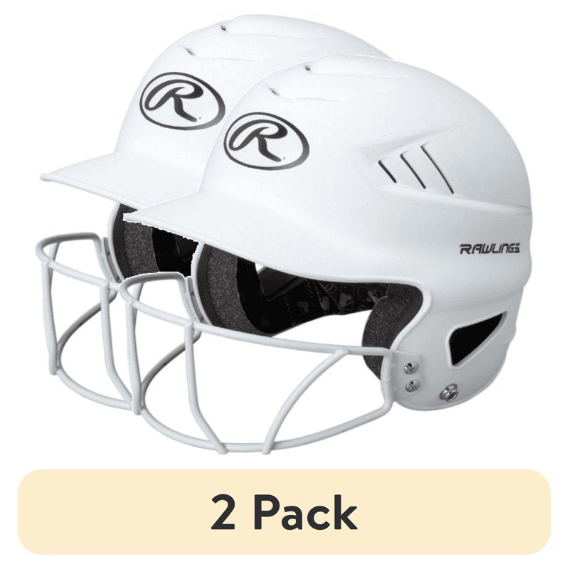 (2 Pack) Rawlings Fastpitch Softball Helmet with Face Guard - Coolflo Venting, Matte White