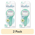 Women's Sensitive Shaving Razor Handle & 2 Cartridge Refills - Hypoallergenic, 4-Blade Pivoting Head