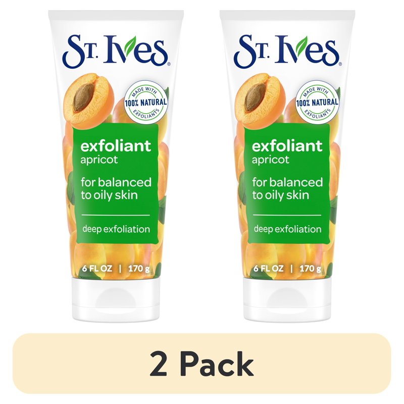 Natural Apricot Face Scrub with Walnut Shells - Deep Exfoliating 6 oz - Multipack