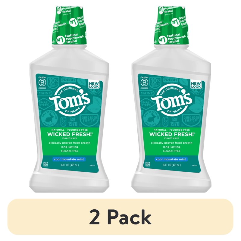 Natural Alcohol-Free Mouthwash with Zinc - Cool Mountain Mint, 16 oz Pack