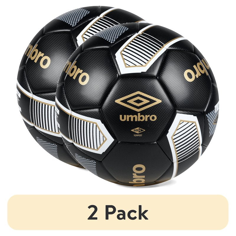 (2 Pack) Umbro Tempest Soccer Ball, Size 5, NFHS Certified