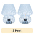 Battery-Powered Blue Mushroom Table Lamp - 8-Inch Tortoise Glass