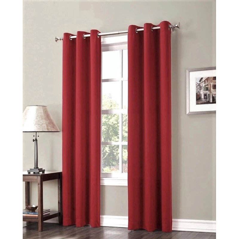 Outdoor Thermal Blackout Curtain Set - Burgundy 2-Piece Grommet Panels, 37 x 84 Inches