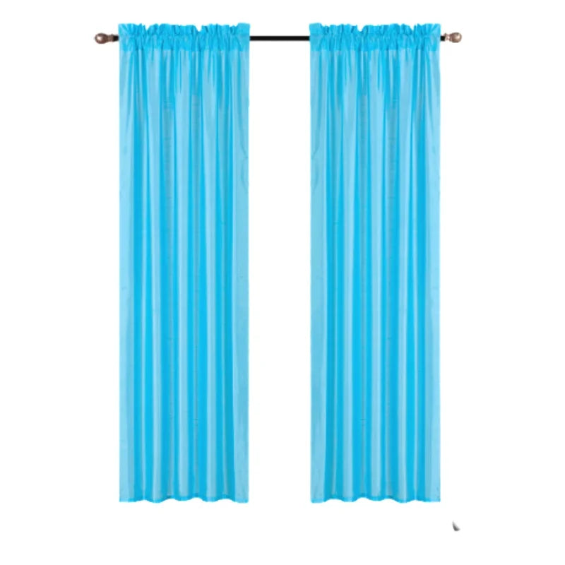 Semi-Sheer Faux Silk Window Curtains 2-Pack - Turquoise, 84" L