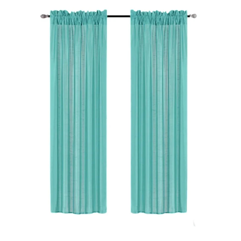Faux Silk Semi-Sheer Window Curtains 2-Pack - Light Filtering & Privacy