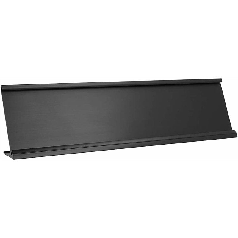 2x8 Inch Aluminum Name Plate Holder for Office Desk - Black